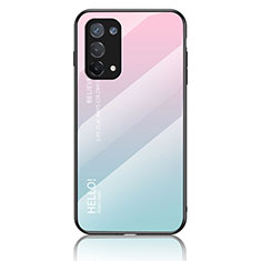 Carcasa Bumper Funda Silicona Espejo Gradiente Arco iris LS1 para OnePlus Nord N200 5G Cian