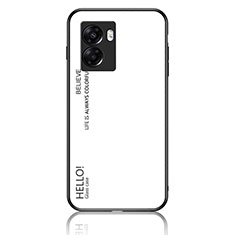 Carcasa Bumper Funda Silicona Espejo Gradiente Arco iris LS1 para OnePlus Nord N300 5G Blanco