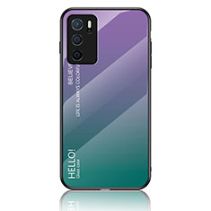 Carcasa Bumper Funda Silicona Espejo Gradiente Arco iris LS1 para Oppo A16 Multicolor