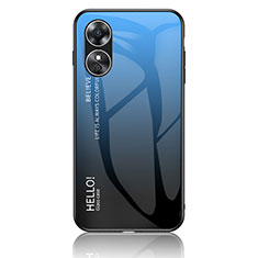 Carcasa Bumper Funda Silicona Espejo Gradiente Arco iris LS1 para Oppo A17 Azul