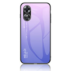Carcasa Bumper Funda Silicona Espejo Gradiente Arco iris LS1 para Oppo A17 Purpura Claro
