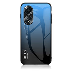 Carcasa Bumper Funda Silicona Espejo Gradiente Arco iris LS1 para Oppo A38 Azul