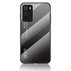 Carcasa Bumper Funda Silicona Espejo Gradiente Arco iris LS1 para Oppo A54s Gris Oscuro