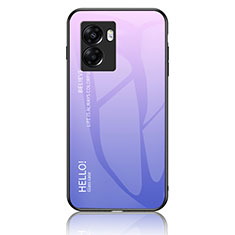 Carcasa Bumper Funda Silicona Espejo Gradiente Arco iris LS1 para Oppo A57 5G Purpura Claro