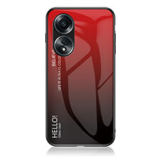 Carcasa Bumper Funda Silicona Espejo Gradiente Arco iris LS1 para Oppo A58 4G Rojo