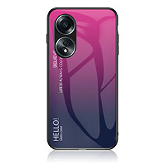Carcasa Bumper Funda Silicona Espejo Gradiente Arco iris LS1 para Oppo A58 4G Rosa Roja