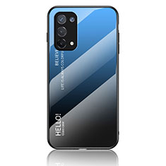 Carcasa Bumper Funda Silicona Espejo Gradiente Arco iris LS1 para Oppo A74 4G Azul