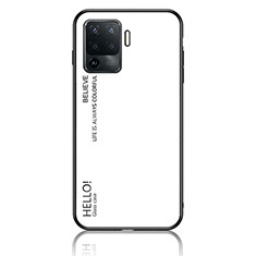 Carcasa Bumper Funda Silicona Espejo Gradiente Arco iris LS1 para Oppo F19 Pro Blanco