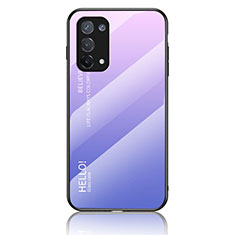 Carcasa Bumper Funda Silicona Espejo Gradiente Arco iris LS1 para Oppo F19s Purpura Claro