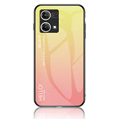 Carcasa Bumper Funda Silicona Espejo Gradiente Arco iris LS1 para Oppo F21 Pro 4G Amarillo