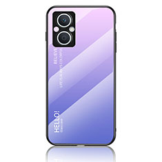 Carcasa Bumper Funda Silicona Espejo Gradiente Arco iris LS1 para Oppo F21 Pro 5G Purpura Claro