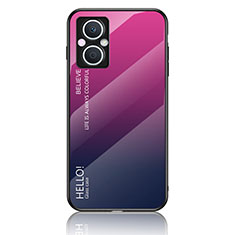 Carcasa Bumper Funda Silicona Espejo Gradiente Arco iris LS1 para Oppo F21 Pro 5G Rosa Roja