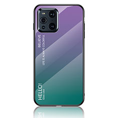 Carcasa Bumper Funda Silicona Espejo Gradiente Arco iris LS1 para Oppo Find X3 5G Multicolor