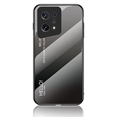 Carcasa Bumper Funda Silicona Espejo Gradiente Arco iris LS1 para Oppo Find X5 5G Gris Oscuro