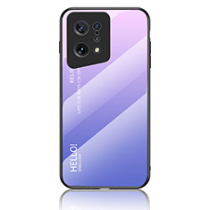 Carcasa Bumper Funda Silicona Espejo Gradiente Arco iris LS1 para Oppo Find X5 5G Purpura Claro