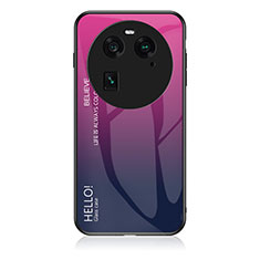 Carcasa Bumper Funda Silicona Espejo Gradiente Arco iris LS1 para Oppo Find X6 5G Rosa Roja