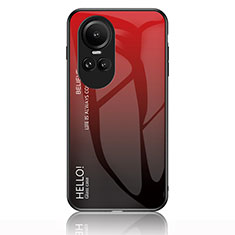 Carcasa Bumper Funda Silicona Espejo Gradiente Arco iris LS1 para Oppo Reno10 Pro 5G Rojo
