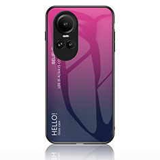 Carcasa Bumper Funda Silicona Espejo Gradiente Arco iris LS1 para Oppo Reno10 Pro 5G Rosa Roja