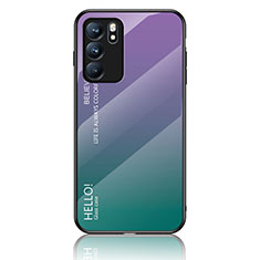Carcasa Bumper Funda Silicona Espejo Gradiente Arco iris LS1 para Oppo Reno6 5G Multicolor