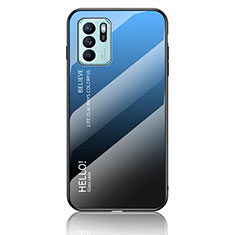 Carcasa Bumper Funda Silicona Espejo Gradiente Arco iris LS1 para Oppo Reno6 Z 5G Azul