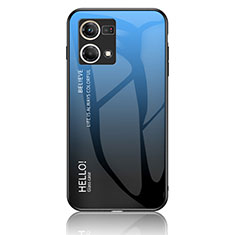 Carcasa Bumper Funda Silicona Espejo Gradiente Arco iris LS1 para Oppo Reno7 4G Azul