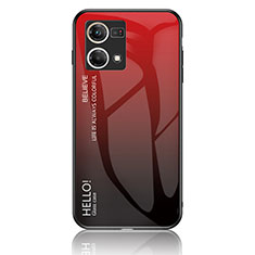 Carcasa Bumper Funda Silicona Espejo Gradiente Arco iris LS1 para Oppo Reno7 4G Rojo