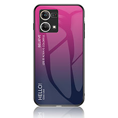 Carcasa Bumper Funda Silicona Espejo Gradiente Arco iris LS1 para Oppo Reno7 4G Rosa Roja