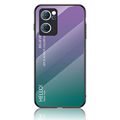 Carcasa Bumper Funda Silicona Espejo Gradiente Arco iris LS1 para Oppo Reno7 5G Multicolor