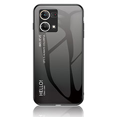 Carcasa Bumper Funda Silicona Espejo Gradiente Arco iris LS1 para Oppo Reno8 4G Gris Oscuro