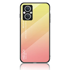 Carcasa Bumper Funda Silicona Espejo Gradiente Arco iris LS1 para Oppo Reno8 Lite 5G Amarillo