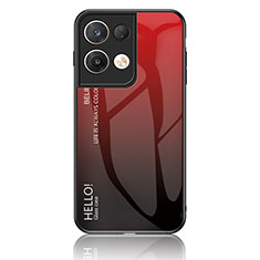Carcasa Bumper Funda Silicona Espejo Gradiente Arco iris LS1 para Oppo Reno8 Pro 5G Rojo