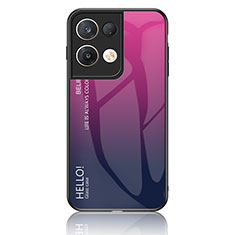 Carcasa Bumper Funda Silicona Espejo Gradiente Arco iris LS1 para Oppo Reno8 Pro+ Plus 5G Rosa Roja