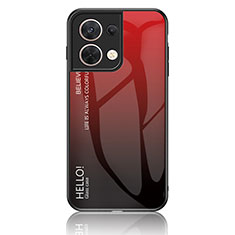 Carcasa Bumper Funda Silicona Espejo Gradiente Arco iris LS1 para Oppo Reno9 Pro 5G Rojo