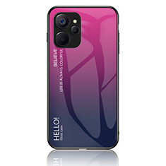 Carcasa Bumper Funda Silicona Espejo Gradiente Arco iris LS1 para Realme 10 5G Rosa Roja