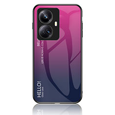 Carcasa Bumper Funda Silicona Espejo Gradiente Arco iris LS1 para Realme 10 Pro+ Plus 5G Rosa Roja