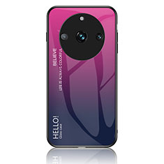 Carcasa Bumper Funda Silicona Espejo Gradiente Arco iris LS1 para Realme 11 Pro 5G Rosa Roja