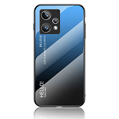 Carcasa Bumper Funda Silicona Espejo Gradiente Arco iris LS1 para Realme 9 Pro+ Plus 5G Azul