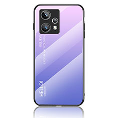 Carcasa Bumper Funda Silicona Espejo Gradiente Arco iris LS1 para Realme 9 Pro+ Plus 5G Purpura Claro