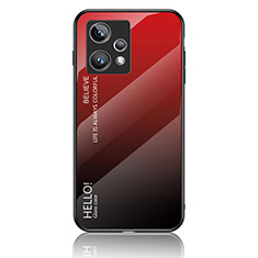 Carcasa Bumper Funda Silicona Espejo Gradiente Arco iris LS1 para Realme 9 Pro+ Plus 5G Rojo