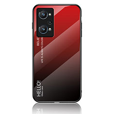 Carcasa Bumper Funda Silicona Espejo Gradiente Arco iris LS1 para Realme GT Neo 3T 5G Rojo