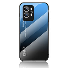Carcasa Bumper Funda Silicona Espejo Gradiente Arco iris LS1 para Realme GT2 Pro 5G Azul
