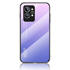 Carcasa Bumper Funda Silicona Espejo Gradiente Arco iris LS1 para Realme GT2 Pro 5G Purpura Claro