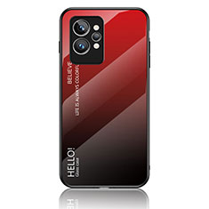 Carcasa Bumper Funda Silicona Espejo Gradiente Arco iris LS1 para Realme GT2 Pro 5G Rojo