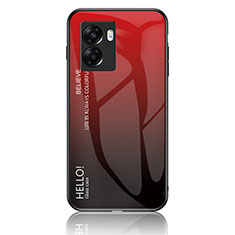 Carcasa Bumper Funda Silicona Espejo Gradiente Arco iris LS1 para Realme Narzo 50 5G Rojo