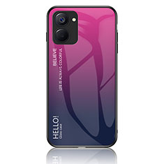 Carcasa Bumper Funda Silicona Espejo Gradiente Arco iris LS1 para Realme V30t 5G Rosa Roja
