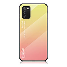 Carcasa Bumper Funda Silicona Espejo Gradiente Arco iris LS1 para Samsung Galaxy A02s Amarillo