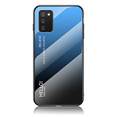 Carcasa Bumper Funda Silicona Espejo Gradiente Arco iris LS1 para Samsung Galaxy A02s Azul