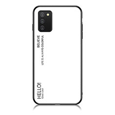 Carcasa Bumper Funda Silicona Espejo Gradiente Arco iris LS1 para Samsung Galaxy A02s Blanco