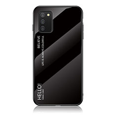 Carcasa Bumper Funda Silicona Espejo Gradiente Arco iris LS1 para Samsung Galaxy A02s Negro