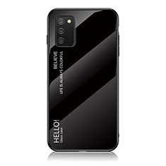 Carcasa Bumper Funda Silicona Espejo Gradiente Arco iris LS1 para Samsung Galaxy A03s Negro